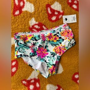 Neon Tropical Floral High Rise Bikini Bottoms • size medium